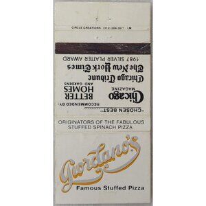 Vintage Matchbook Cover Giordano's Famous Stuffed Pizza Chicago IL Illinois